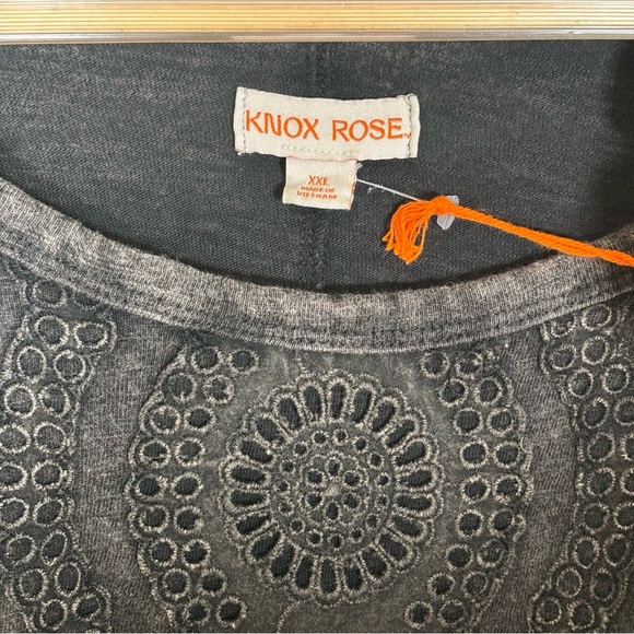 Knox Rose Lightweight Decorative Lace Sweatshirt-Black-Women Size XXL - Picture 4 of 6